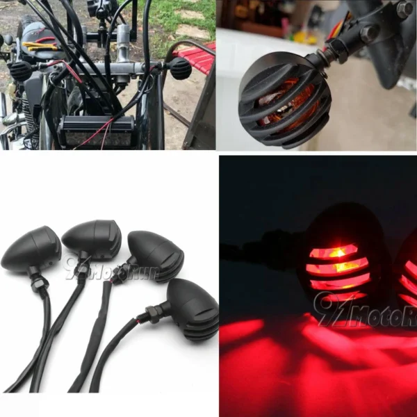 4X Motorcycle Retro Black Turn Signals Blinker For Suzuki Boulevard Intruder M109R M50 M90 M95 C109R C50 C90 VL 700 1400 1500