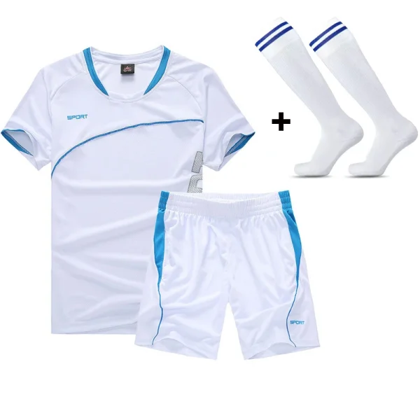 Adult Children Football Jerseys Men Boys Girls Student Soccer Sets Short Sports Kid Uniforms Fitness Socks Tracksuit Suits 02