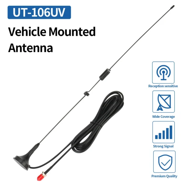 BAOFENG UT-106UV Vehicle Mounted Walkie Talkie Car Antenna For BAOFENG Radio UV-5R BF-888S UV-82 UV-9R Plus Ham Two Way Radio