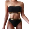 Bikini Set For Women Bathing Suit Tank Swimsuit Mid Waist Deep V Neck Wide Straps Mesh Back Hook Slimming Tops for Women Set - Image 2