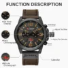 CURREN Mens Watches Top Luxury Brand Waterproof Sport Wrist Watch Chronograph Quartz Military Genuine Leather Relogio Masculino - Image 3