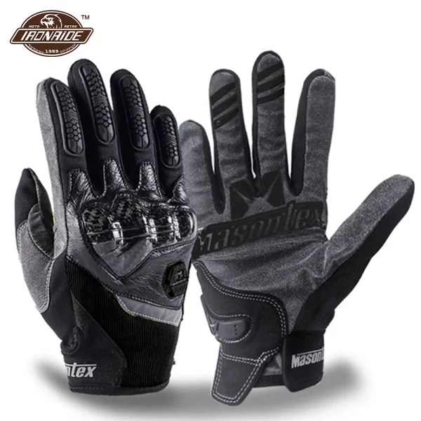 Carbon Fiber Motorcycle Gloves Full Finger Moto Motocross Glove Touch Screen Guantes Moto Breathable Motorbike Gloves