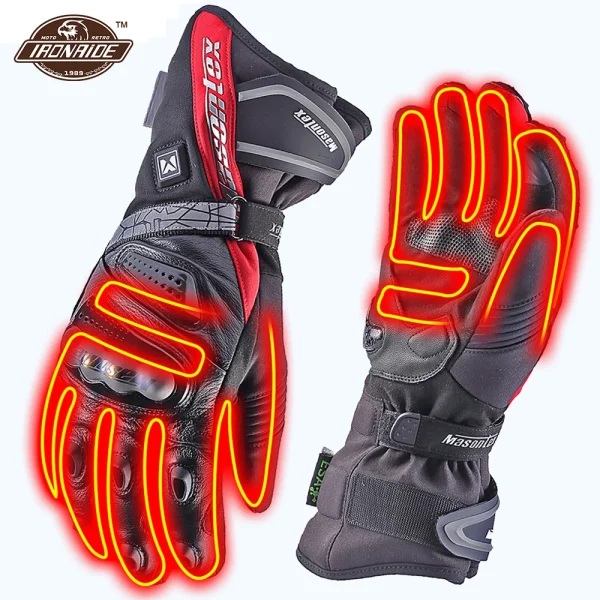 Carbon Fiber Motorcycle Heating Gloves Motocross Glove Waterproof Touch Screen Rechargeable Electric Heated Guantes for Winter