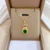 Classic Charm Green Crown Power Necklace Fashion Retro Micro-Inlaid Romantic White Love Stainless Steel Clavicle Chain - Image 2