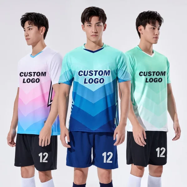 Custom Cheap High Qualtiy Blue And Red Football Uniform Soccer Jersey Set Training Soccer Uniform Football Jersey For Men's 8850