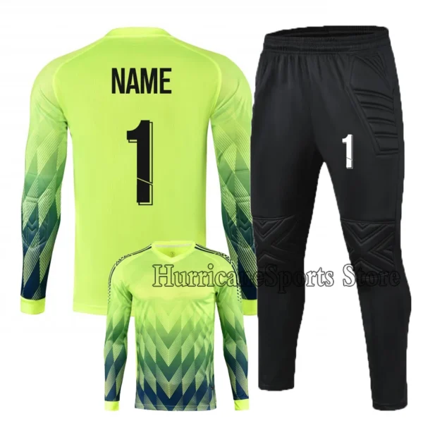 Custom Men Kid Soccer Shirt Goalkeeper Uniform Long Sleeve Football Training Goalkeeper Top Soccer Jersey Pant and Shorts Sets