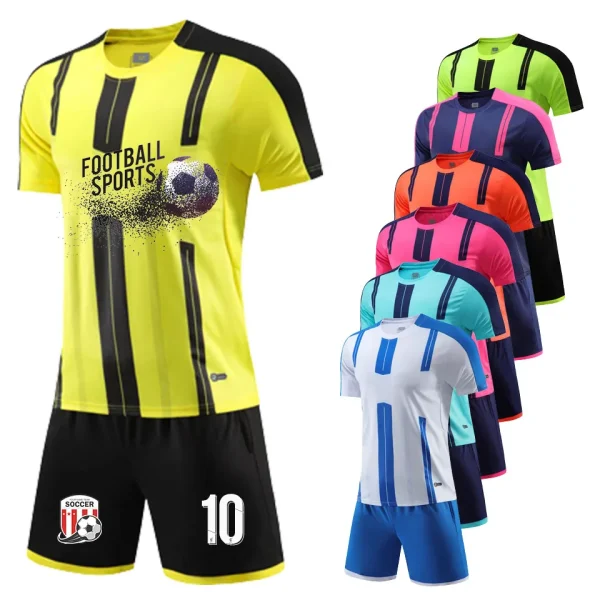 DIY Custom Men Kids Football Jersey Suit Quick Dry Breathable Club School Soccer Team Training Uniforms 2 Piece Sportswear 2023