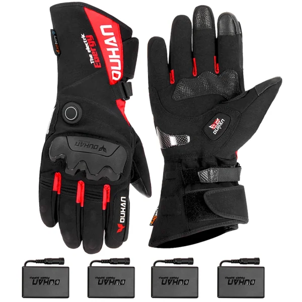 DUHAN Waterproof Motorcycle Gloves Heated Guantes Motorbike Riding Heating Gloves Touch Screen Gloves Gant Moto 3 Colors