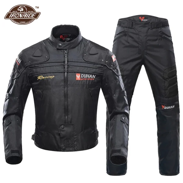 DUHAN Windproof Motocross Jacket Motorcycle Pants Men Motorcycle Jacket Wear-resistant Body Armor Moto Clothing for Winter