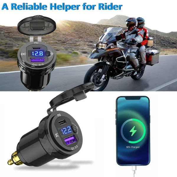 Dual USB Charger With Switch USB TypeC Quick Charger For BMW R1200GS R1250GS LC F850GS F750GS 1250GS R 1200 GS Adv F 900XR F900R