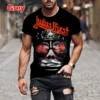 Fashion Hip Hop Rock Judas Priest Band 3D Printed T shirts For Men Casual Street Trend Short Sleeve T-shirt Large Size Clothing - Image 2