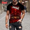 Fashion Hip Hop Rock Judas Priest Band 3D Printed T shirts For Men Casual Street Trend Short Sleeve T-shirt Large Size Clothing - Image 3