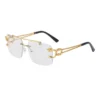 Fashion Metal Leopard Rimless Sunglasses Double Bridges Gradient Ocean Film Shades UV400 - Image 5