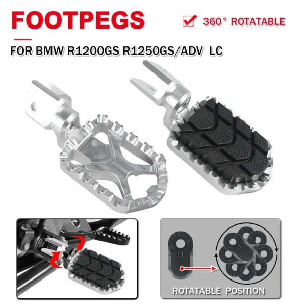 For BMW R1250GS R1200GS Adventure ADV Highway Adjustable Footpegs Foot Pegs Motorcycle Front Footrest R1250 R1200 GS 2013-2022