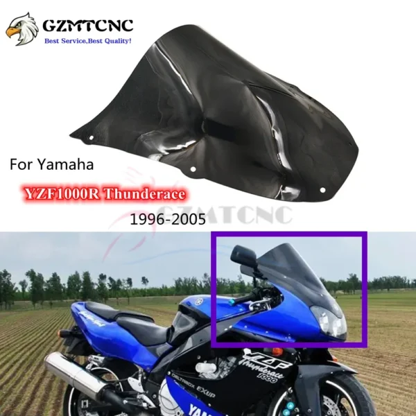 For Yamaha 1996-2005 YZF 1000R YZF1000R Thunderace Windshield Double Bubble Front Windscreen Viser Visor Airflow Wind Deflector