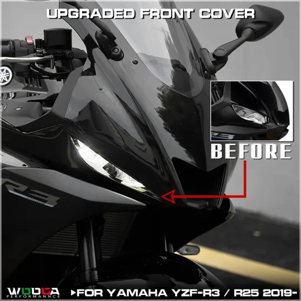 Front Nose Upper Cowl Fairing For Yamaha YZF R3 R25 2019-2023 Headlight Cowl Mask Cover Nose Upgrade R1 R6 Style Small Eyes