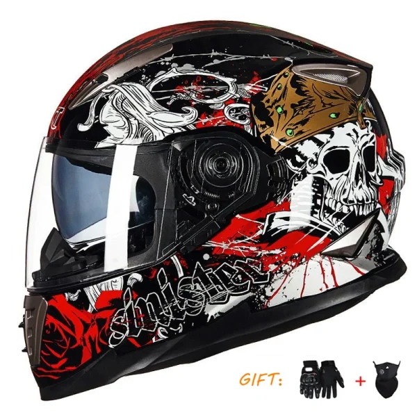 GXT Full Face Racing Motocross Helmets Winter Warm Double Visor Motorcycle Helmet Motorbike Sports Street Touring Riding Helmet