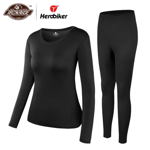 Herobiker Women Fleece Lined Thermal Underwear Set Winter Elastic Motorcycle Skiing Warm Long Johns Shirts & Tops Bottom Suit