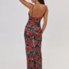 Hugcitar Chiffon Floral Print Slips Backless Sexy See Through Elegant Maxi Dress 2024 Spring Women New Outfit Birthday Vacation - Image 2