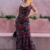 Hugcitar Chiffon Floral Print Slips Backless Sexy See Through Elegant Maxi Dress 2024 Spring Women New Outfit Birthday Vacation - Image 5