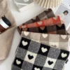 Knitted Scarf Love Heart Scarf Black White Plaid Scarf Thickened Warm Winter Women's Scarves Christmas New Year Gifts - Image 3