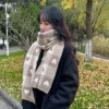 Knitted Scarf Love Heart Scarf Black White Plaid Scarf Thickened Warm Winter Women's Scarves Christmas New Year Gifts - Image 5