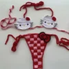 Lady's Kitty Crochet Bikini Set 2 Pieces Bathing Suit Sexy Micro Bikinis 2024 Ties Swimsuit Thong Swimwear Women Swimming Suit - Image 4