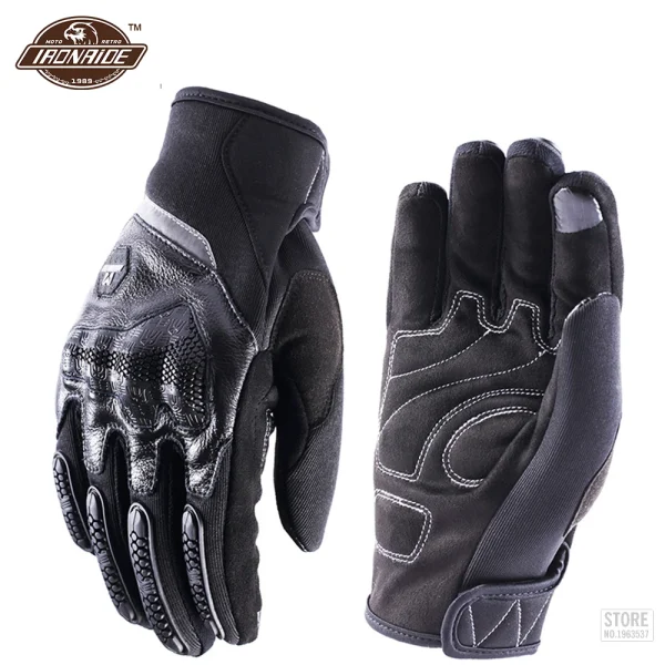 Masontex Motorcycle Gloves Men Women Guantes Moto Cowhide Luvas Motociclismo Full Finger Touch Screen Moto Motocross Glove