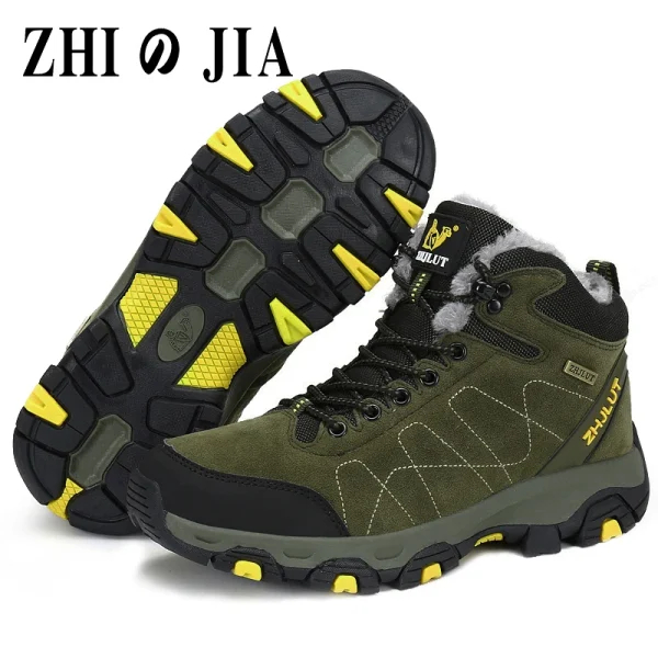 Men Mountain Climbing Shoes Winter Thick Fur Hiking Sneakers Men Trekking Shoes Big Size Waterproof Shoes Outdoor Couple Shoes