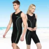 Men Women One Piece Athletic Professional Competition Swimsuit Racing Sharkskin Knee Length Training Swimwear Bathing DivingSuit - Image 6