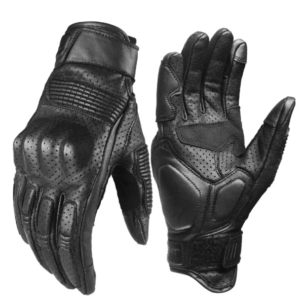 Men's Motorcycle Gloves Touch Screen Motocross Gloves Racing Genuine Black Leather Motorbike Road Riding Glove Fit All Seasons