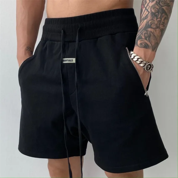 Men's Shorts High Street Retro Casual Fashion Cotton Double Zipper Five Point Pants New Summer Sports Fitness Loose Shorts