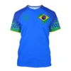 Men's Soccer Shirt, Running Sports Leisure Fitness Blue Summer Dried Crew Neck Short Sleeve Top for Men and Women in Brazil 2023 - Image 2