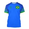 Men's Soccer Shirt, Running Sports Leisure Fitness Blue Summer Dried Crew Neck Short Sleeve Top for Men and Women in Brazil 2023 - Image 5