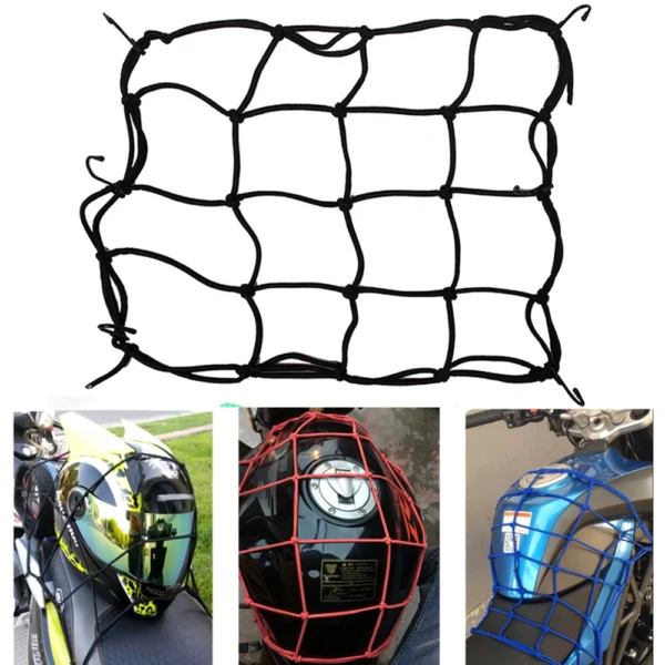 Motorcycle Luggage Net Universal Motorcycle 6 Hooks Luggage Net Bike Hold Down Luggage Mesh Web Bungee Black Helmet Accessories