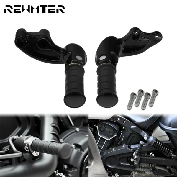 Motorcycle Passenger Footpegs Rear Footrest Mounting Bracket Pedal Black For Indian Scout Bobber 18-20 Sixty 16-20 Bobber Twenty