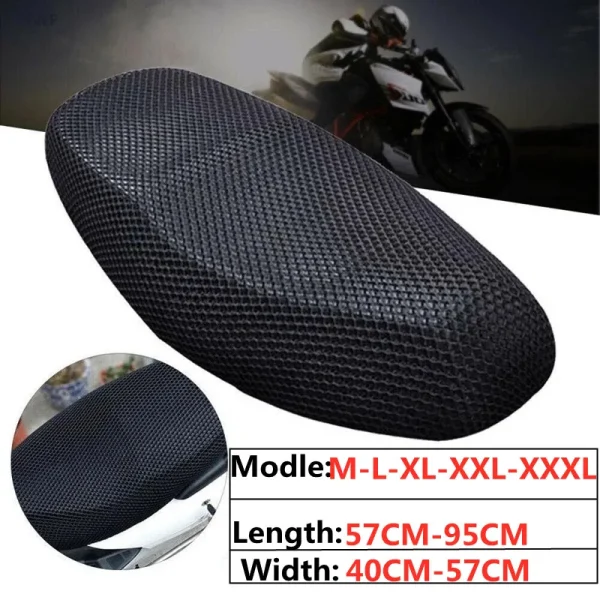 Motorcycle Seat Cushions Cover Anti-Slip 3 D Mesh Fabric Honeycomb Design Cool Breathable Waterproof Seat Covers M/L/XL/XXL/XXXL