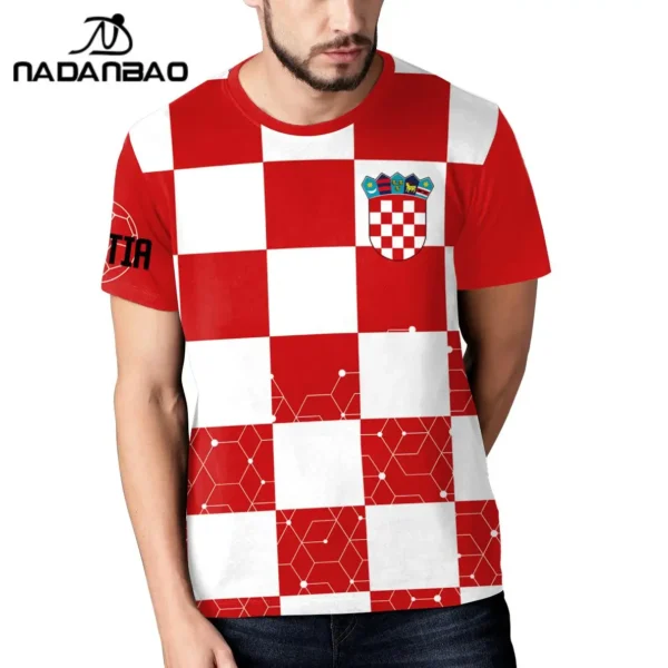 NADANBAO Basic Tshirt Male High Quality Classical Top Croatia Serbia Team Uniform Football T-shirt Sports Short-Sleeved Jerseys