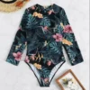 Nadanbao Women Backless Swimwear Long Sleeves One Piece Swimsuits Sexy Printing Bodysuit Bathing Suit Summer Beach Party Wear - Image 6