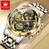 OLEVS Men's Watches Top Brand Luxury Original Waterproof Quartz Watch for Man Gold Skeleton Style 24 Hour Day Night New - Image 3