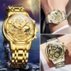 OLEVS Men's Watches Top Brand Luxury Original Waterproof Quartz Watch for Man Gold Skeleton Style 24 Hour Day Night New - Image 4