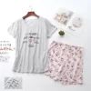 Plus Size 130kg shorts sleepwear women pajamas sets 60% cotton cute cartoon Short sleeve loose pyjama femme sleepwear women - Image 4