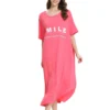 Plus size Sweet smile long night dress sleepwear women cozy modal loose short sleeve nightgown nachtkleding sleepdress - Image 3