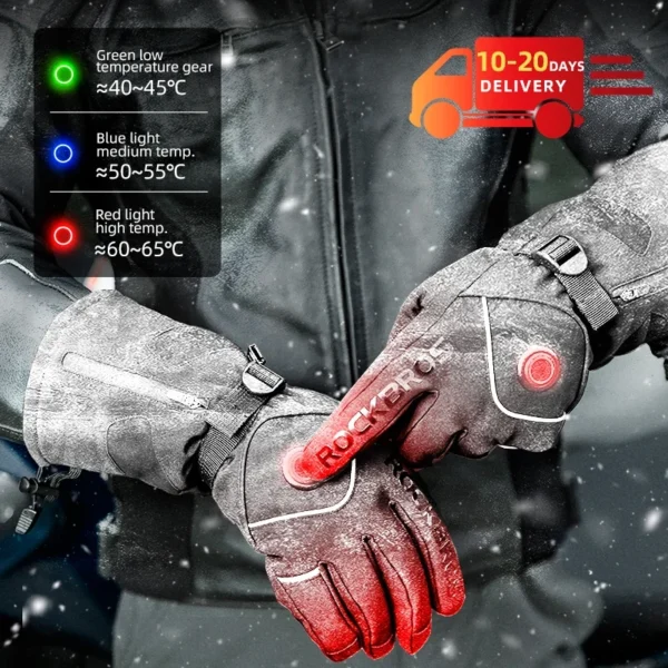 ROCKBROS Warm Heated Gloves Tactical Gloves Winter Gloves With 3 Levels 4000mAh Rechargeable Battery Powered Electric Heat Glove