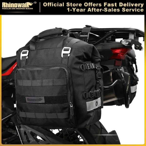 Rhinowalk Motorcycle Bag 20L-30L Universal Side Saddle Bag With Removable 100% Waterproof Inner Bag Outdoor Motorbike Luggage