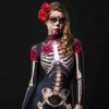 Rose Skeleton Adult Kids Scary Costume Halloween Dress Cosplay Sexy Jumpsuit Carnival Party Baby Girl Rompers Day of The Dead - Image 3