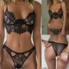 Sexy Lace Bra Set 2 Pieces Transparent Lace Floral Underwear Set Short Skin Care Push Up Bra Panty Suit Erotic Lingeries Sets - Image 3