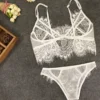 Sexy Lace Bra Set 2 Pieces Transparent Lace Floral Underwear Set Short Skin Care Push Up Bra Panty Suit Erotic Lingeries Sets - Image 4