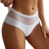 Sexy Lingerie Underwear Women Mesh Hollow Out Panties Sexy Perspective Mid-Waist Stretchy Briefs Underpants Solid Pantys - Image 2