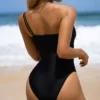 Sexy One Shoulder Women's Swimsuit One Piece High Waist Bathing Suit New Patchwork Swimwear 2024 Women Push Up Monokini Bikini - Image 4